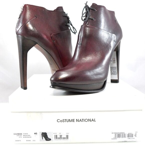 NIB$995 CoSTUME NATIONAL LACED LEATHER ANKLE BOOTS PLATFORM BACK ZIP HEELS 40 10 - Picture 12 of 12